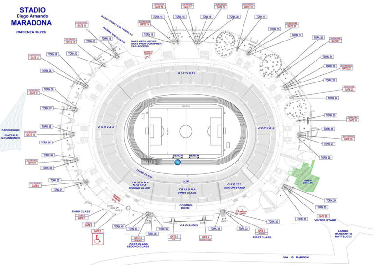 Napoli Mappa Dello Stadio Maradona Ex San Paolo Settori E Accessi