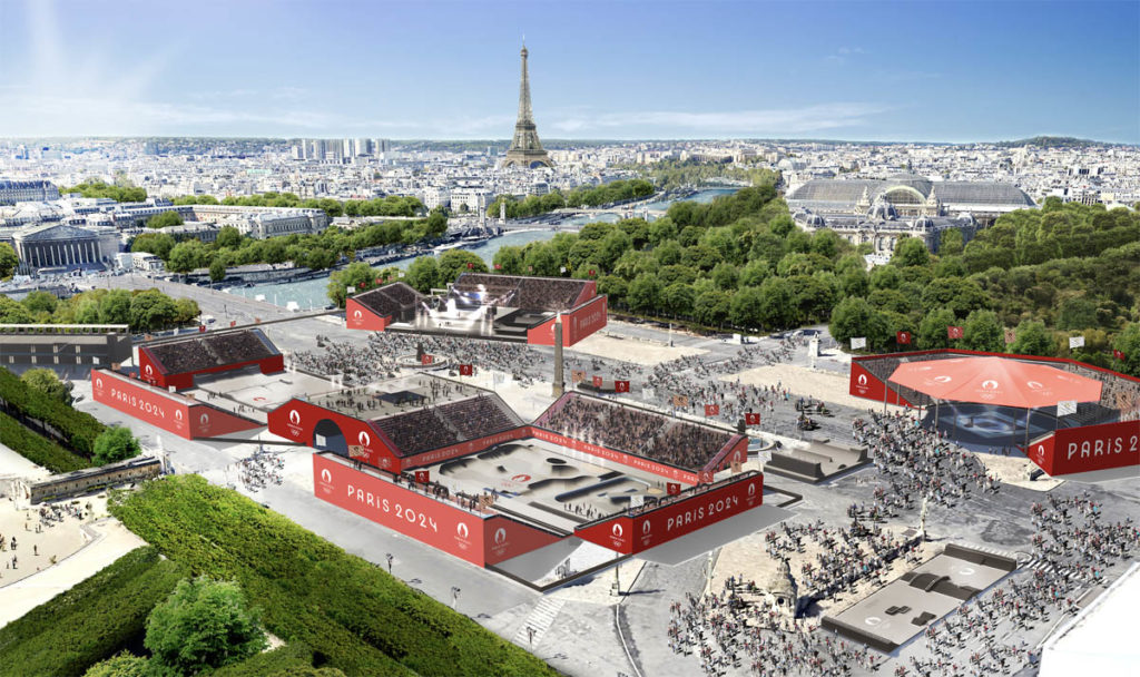parigi 2024 olimpiadi render place concorde skateboard