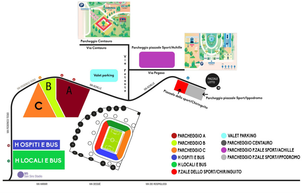 mappa san siro accessi parcheggi