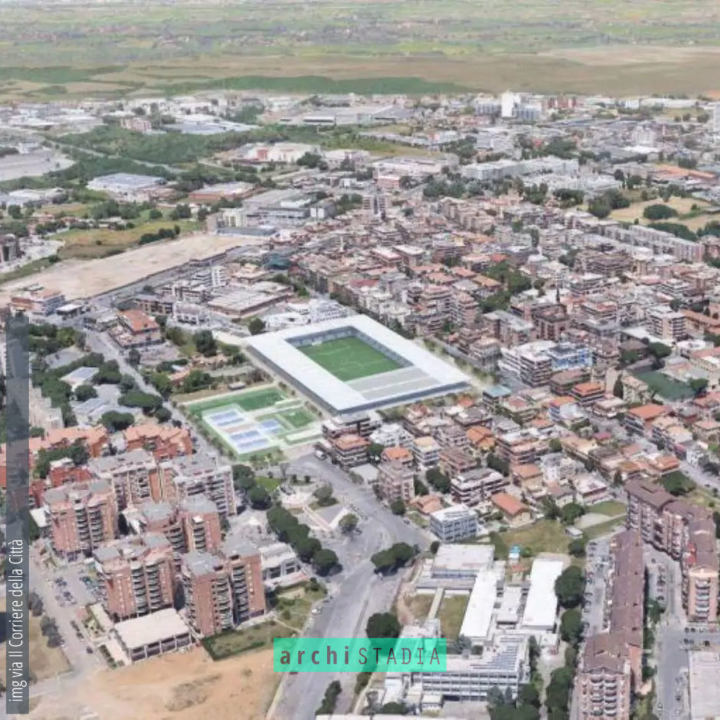 pomezia nuovo stadio comunale progetto vista 3d