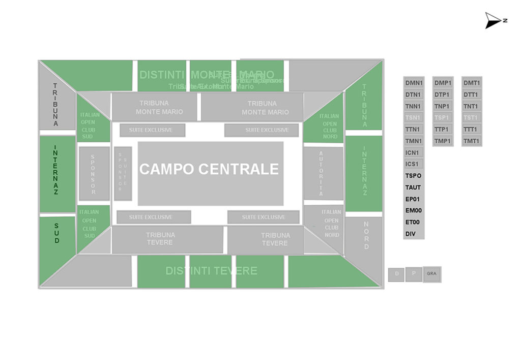 mappa roma internazionali italia tennis campo centrale