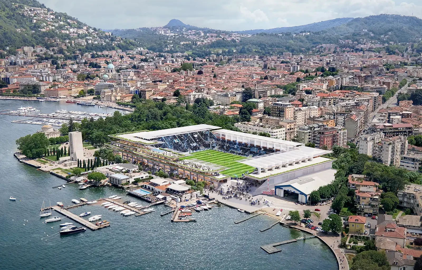 como render progetto stadio populous vista generale