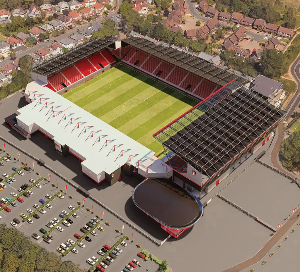 bournemouth progetto ampliamento stadio vista aerea