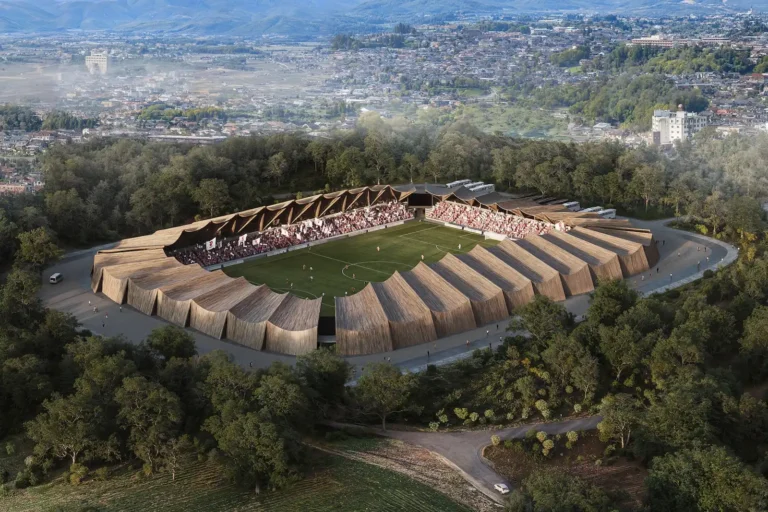 fukushima progetto stadio legno vista generale