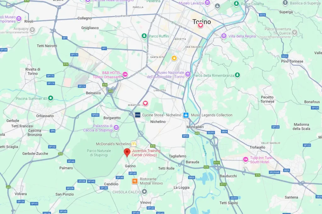 juventus training center vinovo mappa