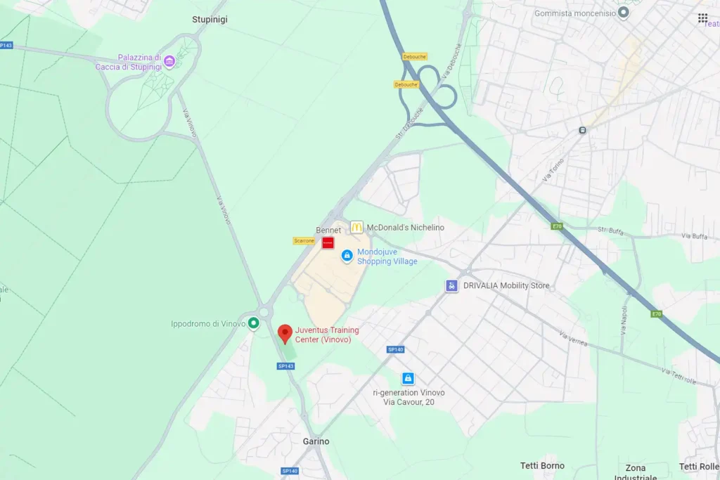 juventus training center vinovo mappa come arrivare
