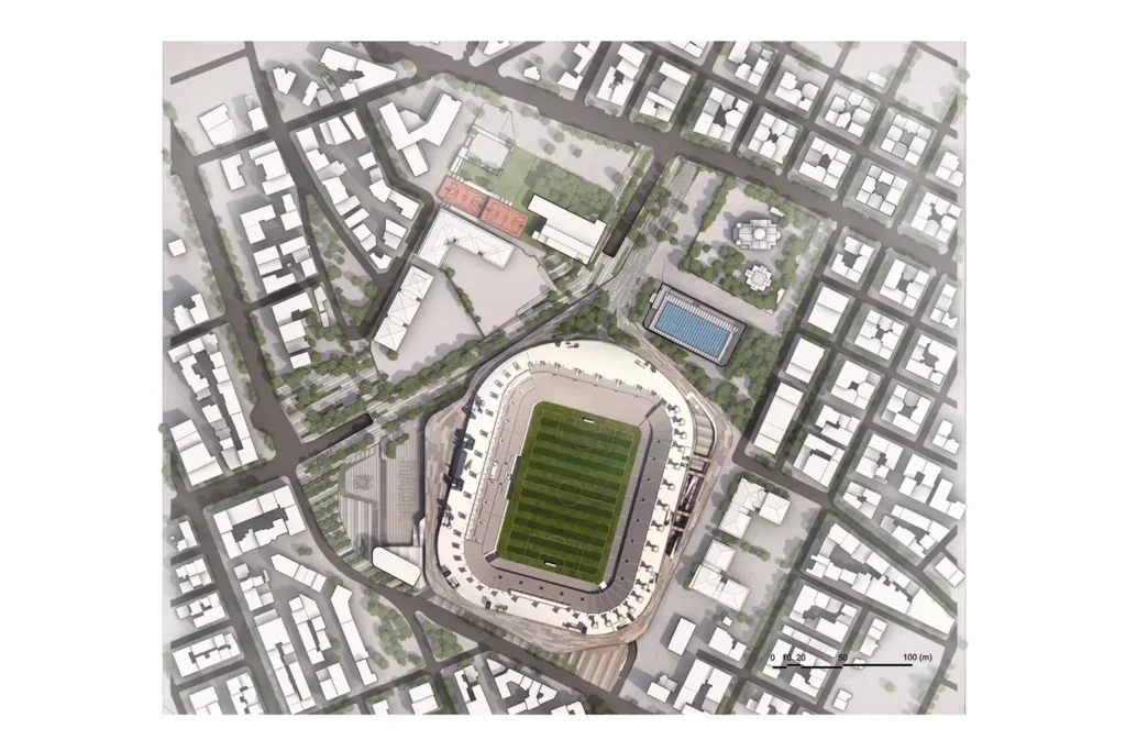 paok nuovo stadio populous planimetria urbana